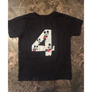 Mickey Mouse 4th Birthday Black Shirt Handmade 4T 5T